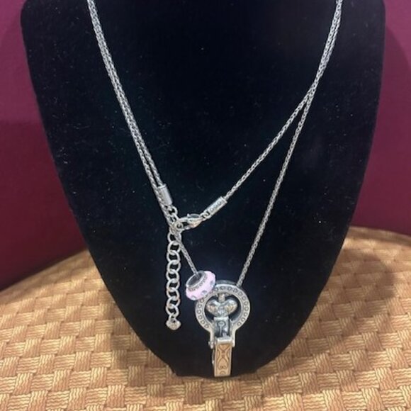 BRIGHTON Floating HEART Silver Lanyard/ID/Badge HOLDER NECKLACE - Picture 2 of 7